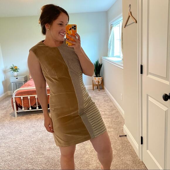 Stella McCartney Brown Plaid Velvet Bustier Mini Dress 42 Small - Picture 2 of 16